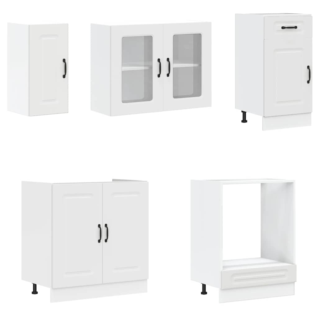 8 Piece Kitchen Cabinet Set Kalmar White Engineered Wood