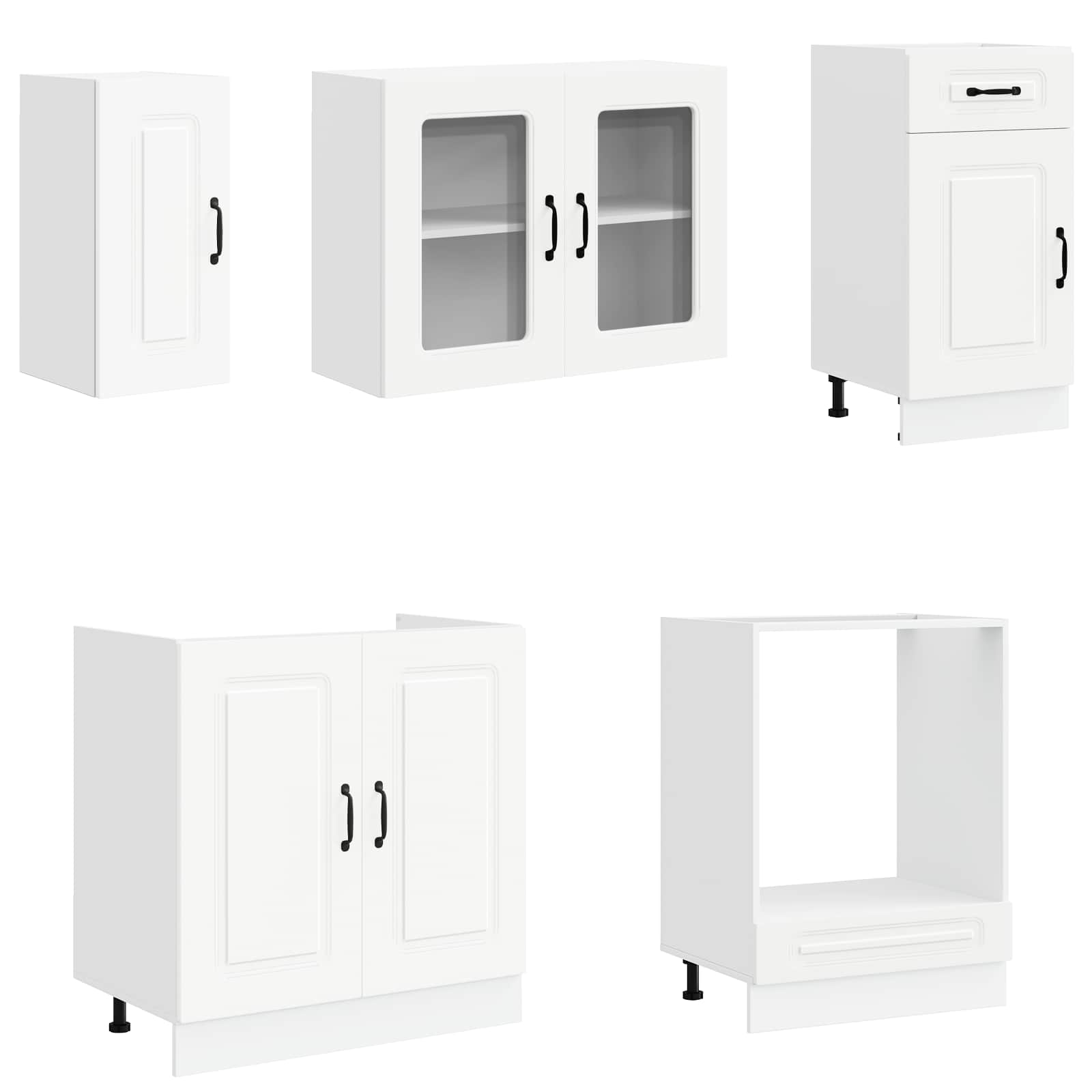 8 Piece Kitchen Cabinet Set Kalmar White Engineered Wood