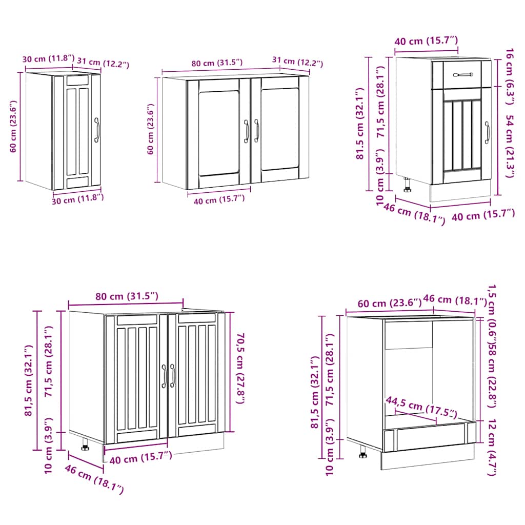 8 Piece Kitchen Cabinet Set Lucca White Engineered Wood