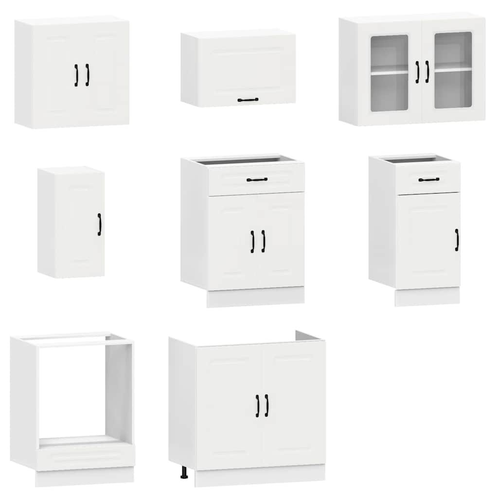 8 Piece Kitchen Cabinet Set Kalmar White Engineered Wood