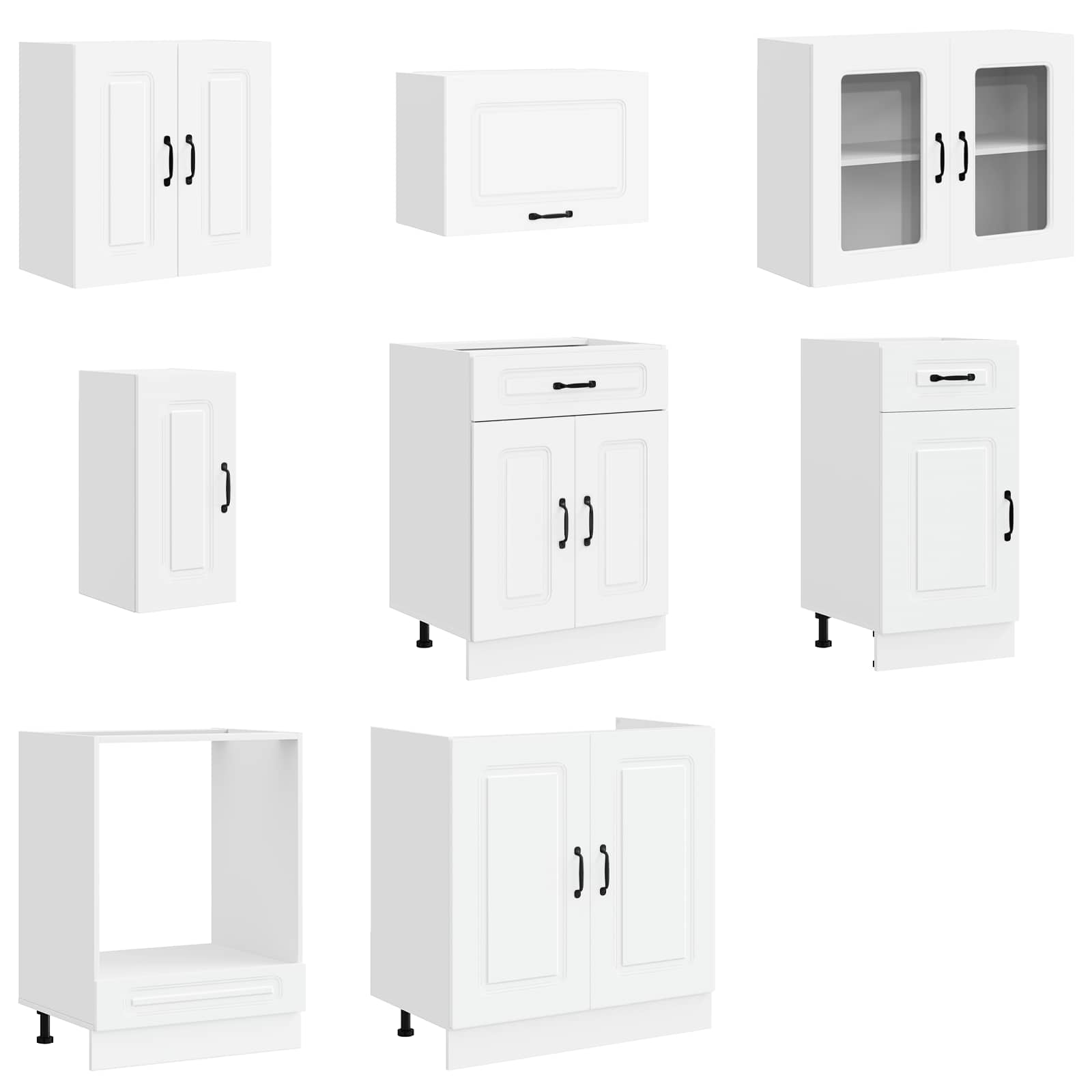 8 Piece Kitchen Cabinet Set Kalmar White Engineered Wood