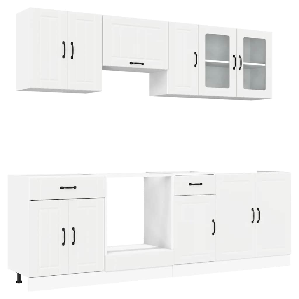 8 Piece Kitchen Cabinet Set Kalmar White Engineered Wood