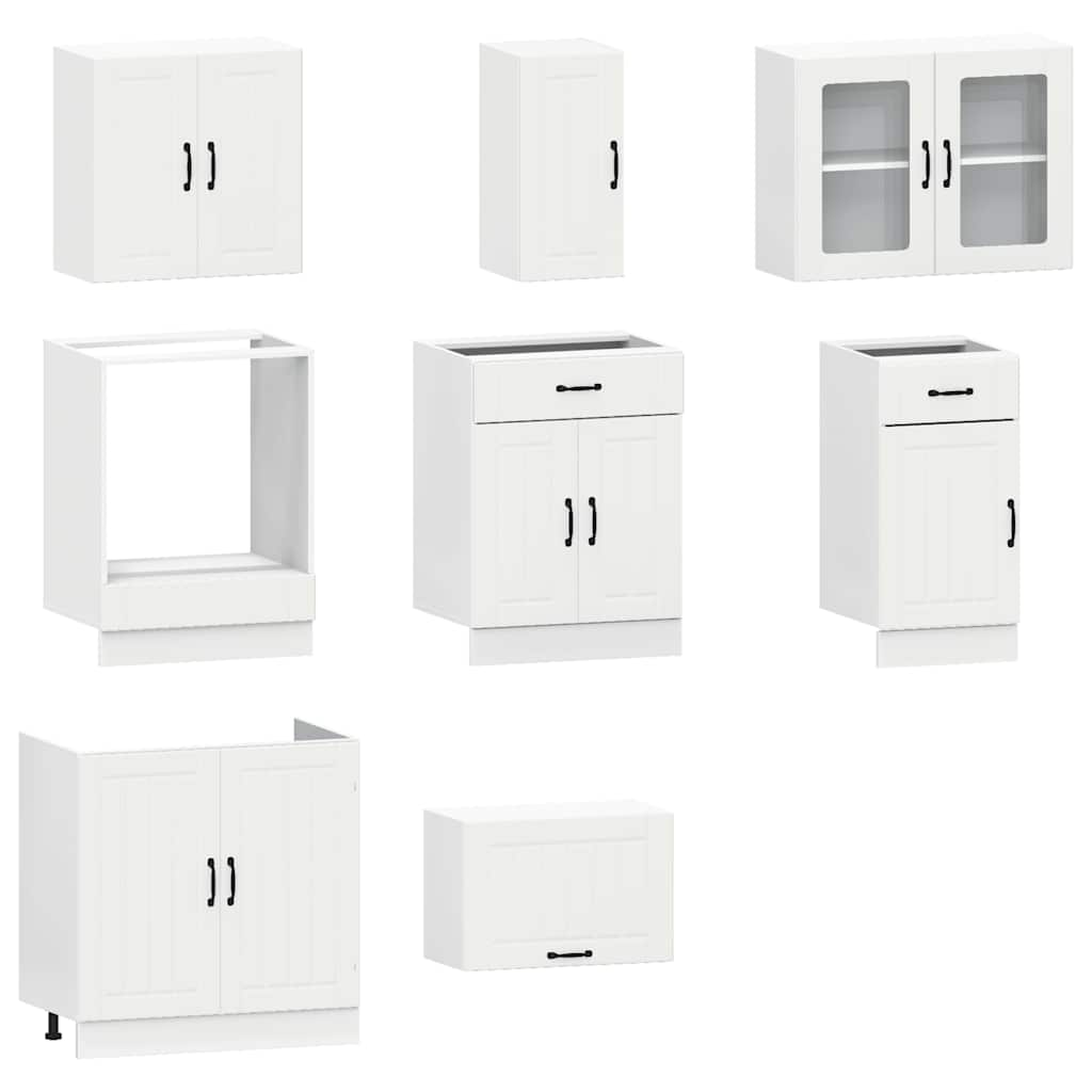 8 Piece Kitchen Cabinet Set Kalmar White Engineered Wood