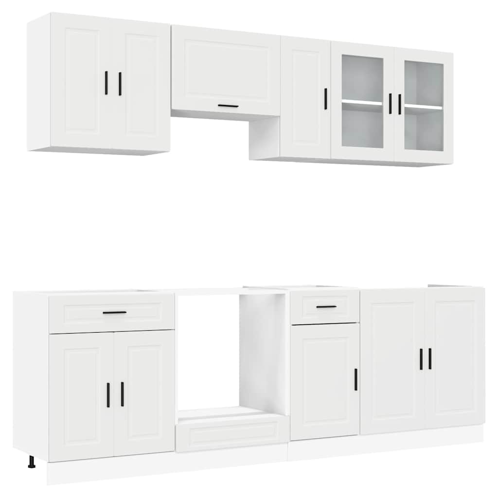 8 Piece Kitchen Cabinet Set "Porto" White Engineered Wood