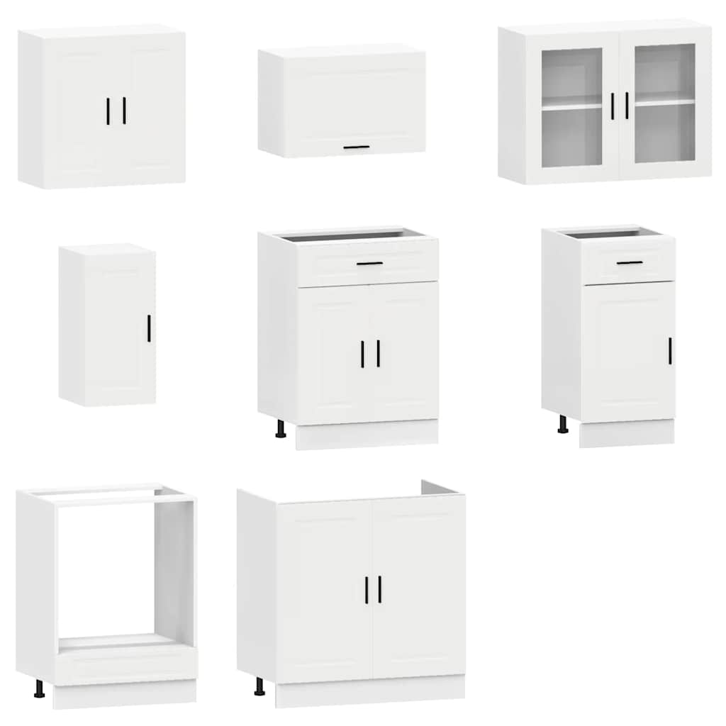 8 Piece Kitchen Cabinet Set "Porto" White Engineered Wood