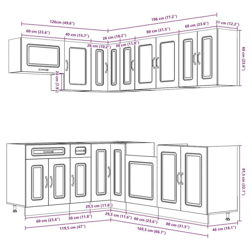11 Piece Kitchen Cabinet Set Kalmar White Engineered Wood