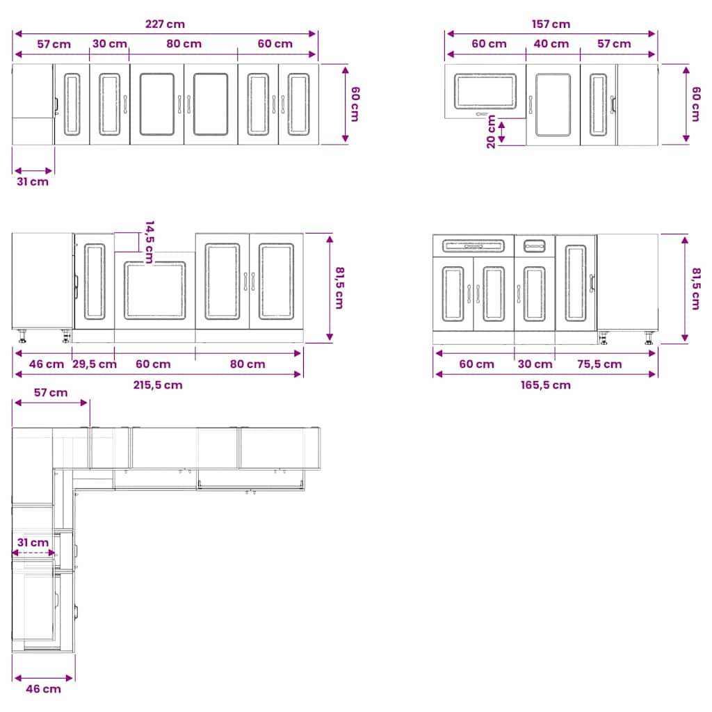 11 Piece Kitchen Cabinet Set Kalmar White Engineered Wood