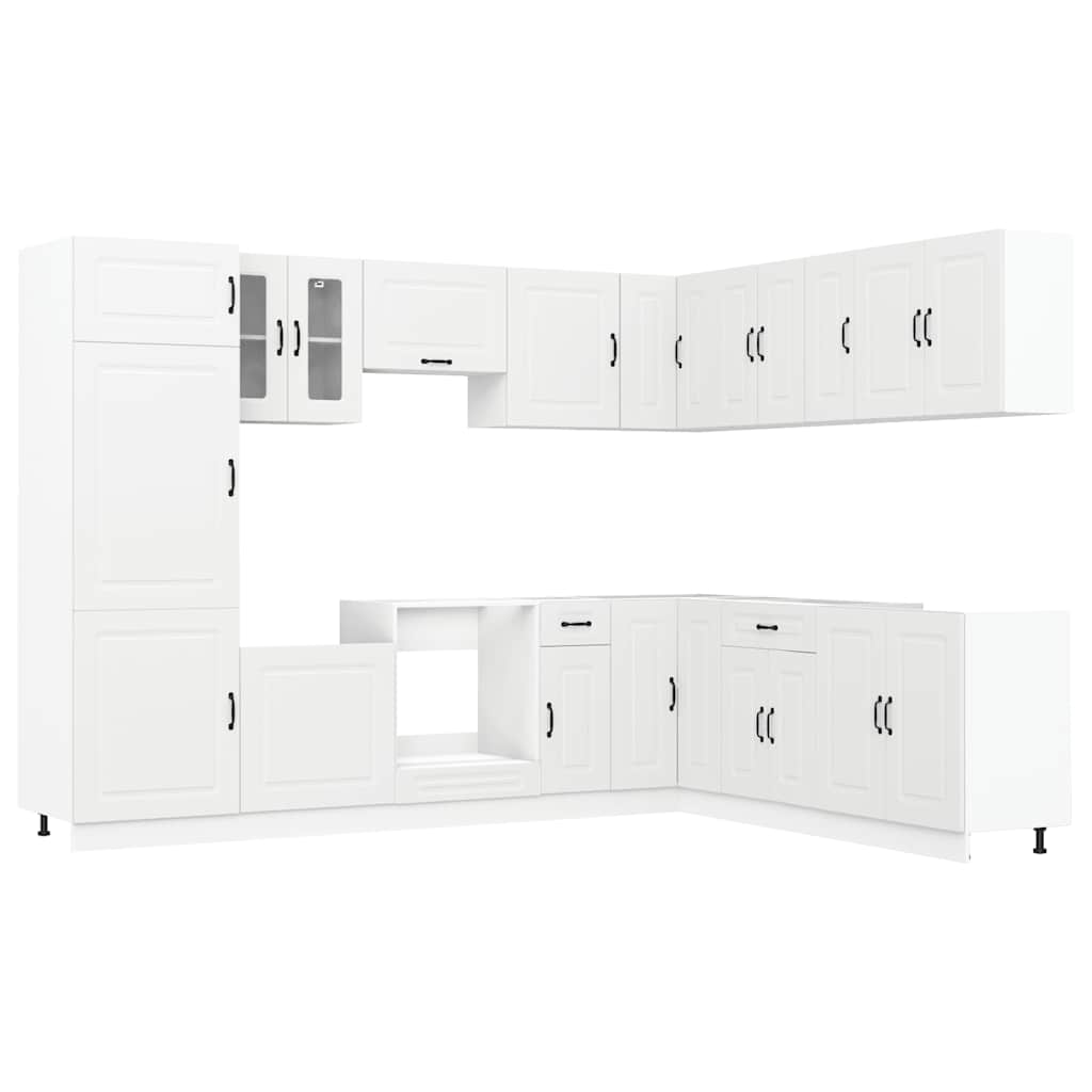 14 Piece Kitchen Cabinet Set Kalmar White Engineered Wood