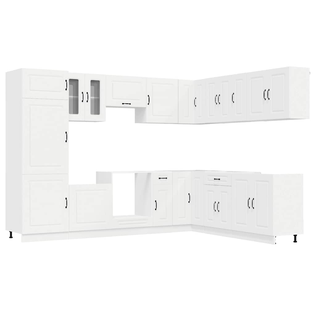 14 Piece Kitchen Cabinet Set Kalmar White Engineered Wood