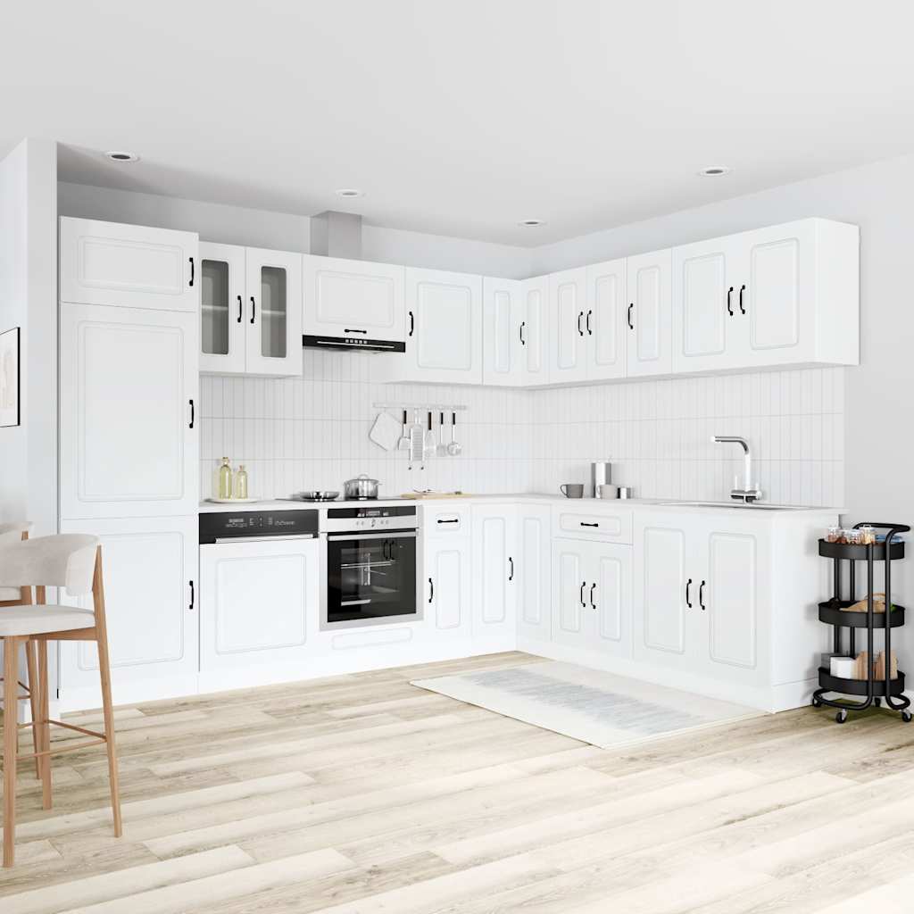 14 Piece Kitchen Cabinet Set Kalmar White Engineered Wood