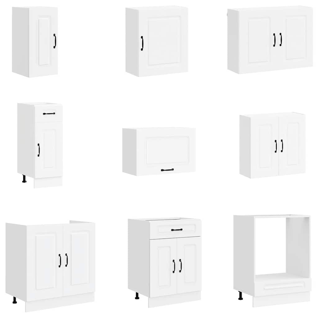 14 Piece Kitchen Cabinet Set Kalmar White Engineered Wood