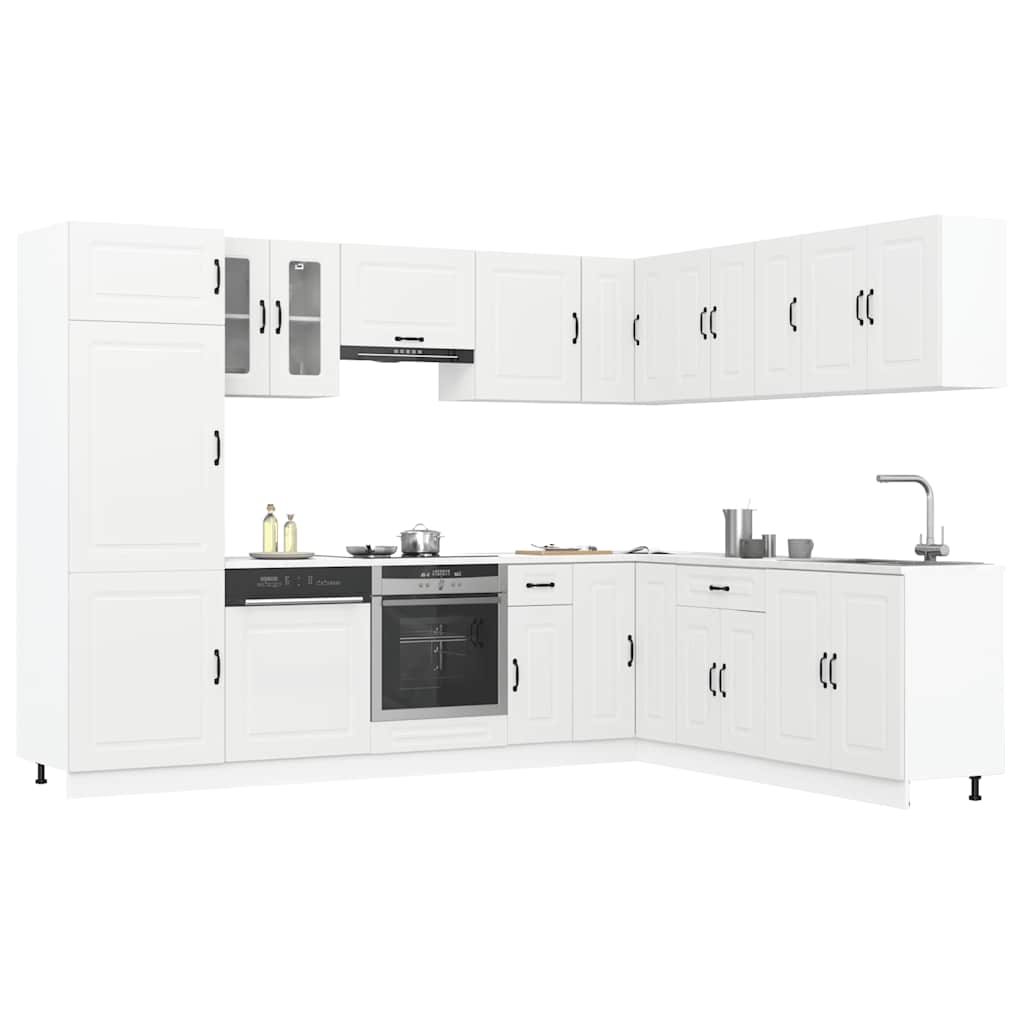 14 Piece Kitchen Cabinet Set Kalmar White Engineered Wood