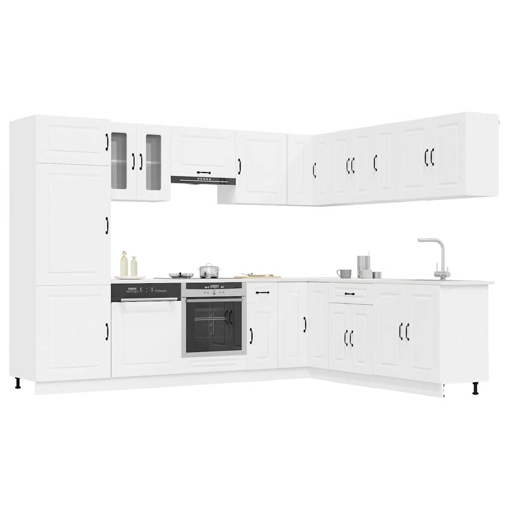 14 Piece Kitchen Cabinet Set Kalmar White Engineered Wood