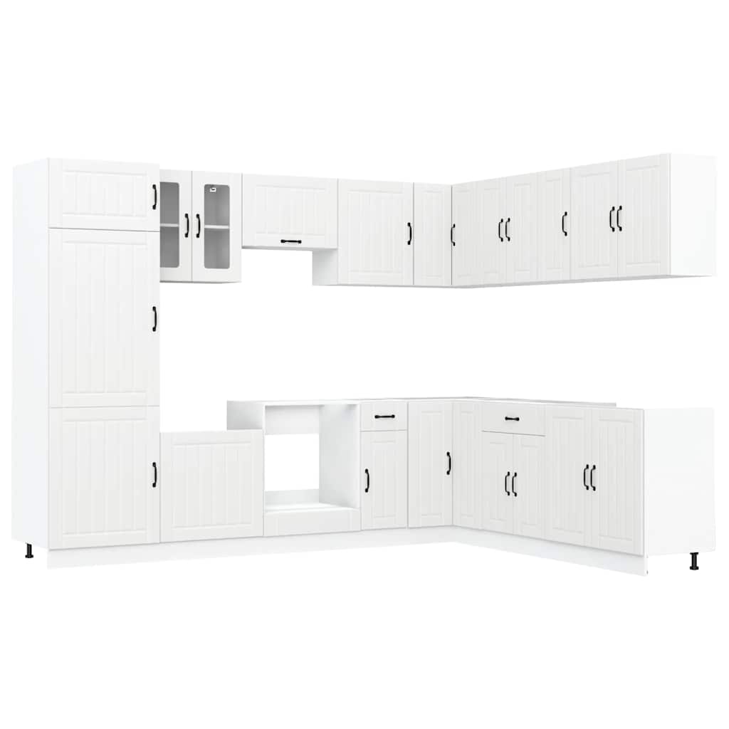 14 Piece Kitchen Cabinet Set Lucca White Engineered Wood