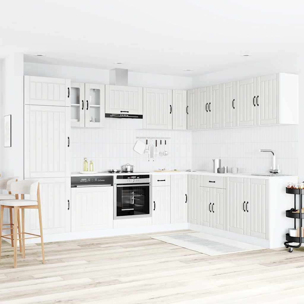 14 Piece Kitchen Cabinet Set Lucca White Engineered Wood