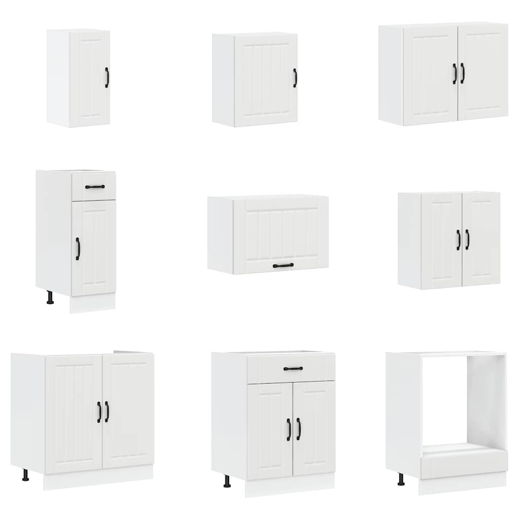 14 Piece Kitchen Cabinet Set Lucca White Engineered Wood