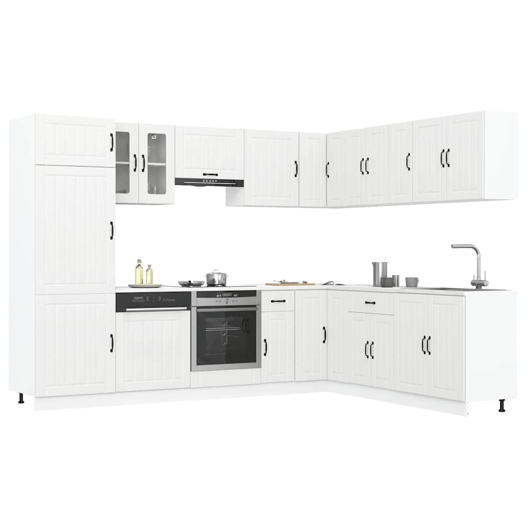 14 Piece Kitchen Cabinet Set Lucca White Engineered Wood