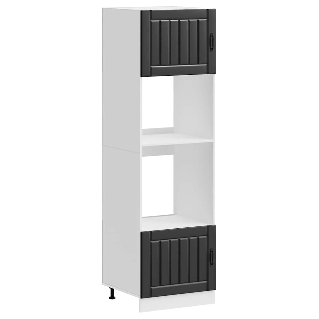 Oven Cabinets 2 pcs Lucca Black Engineered Wood
