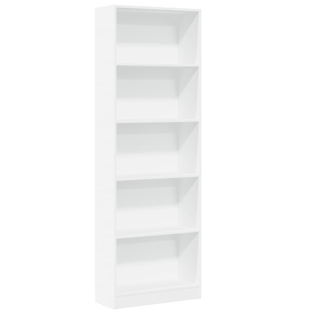 Bookcase White 60x24x176 cm Engineered Wood