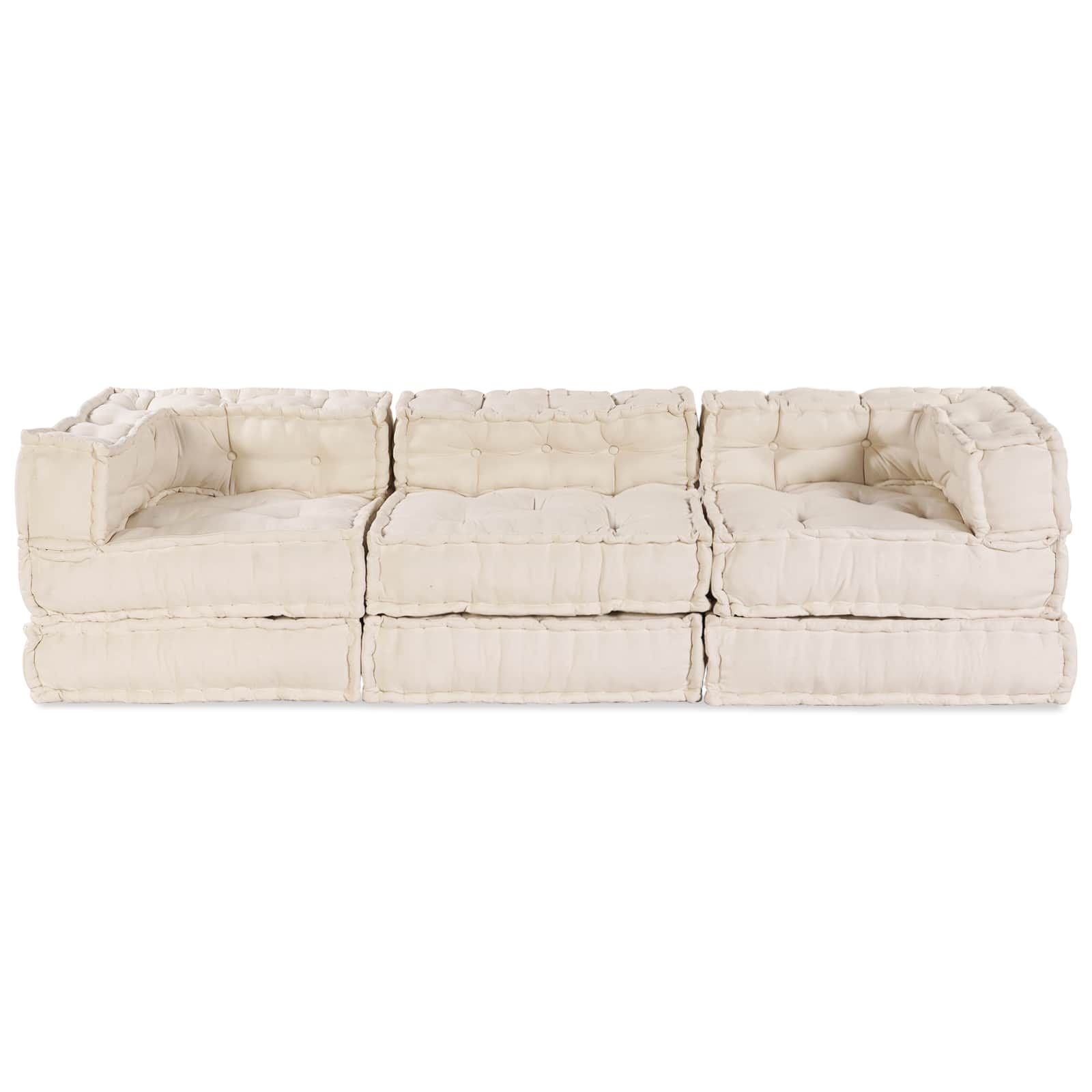 Modular Sofa Unit 3 pcs Cream Fabric