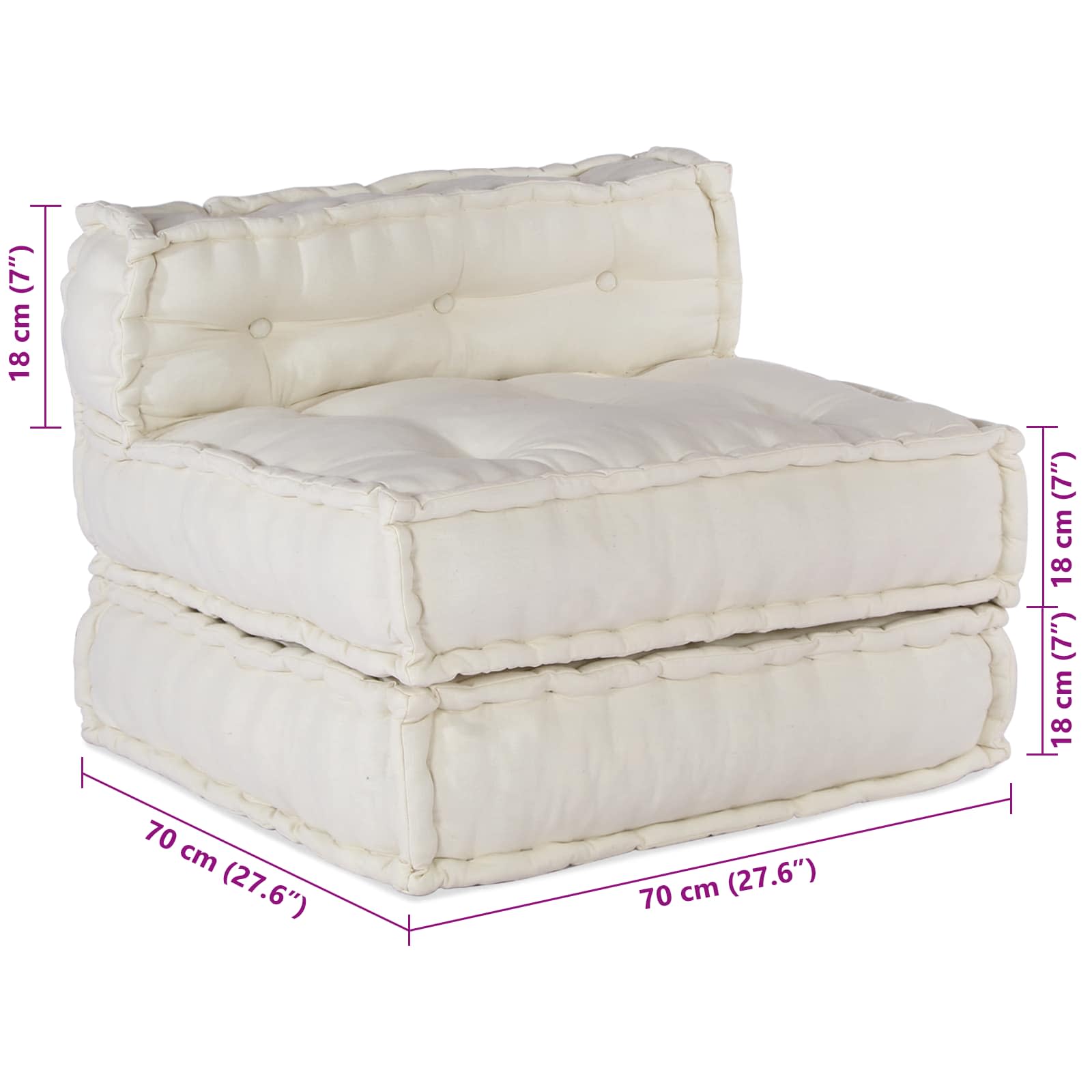 Modular Sofa Unit 3 pcs Cream Fabric