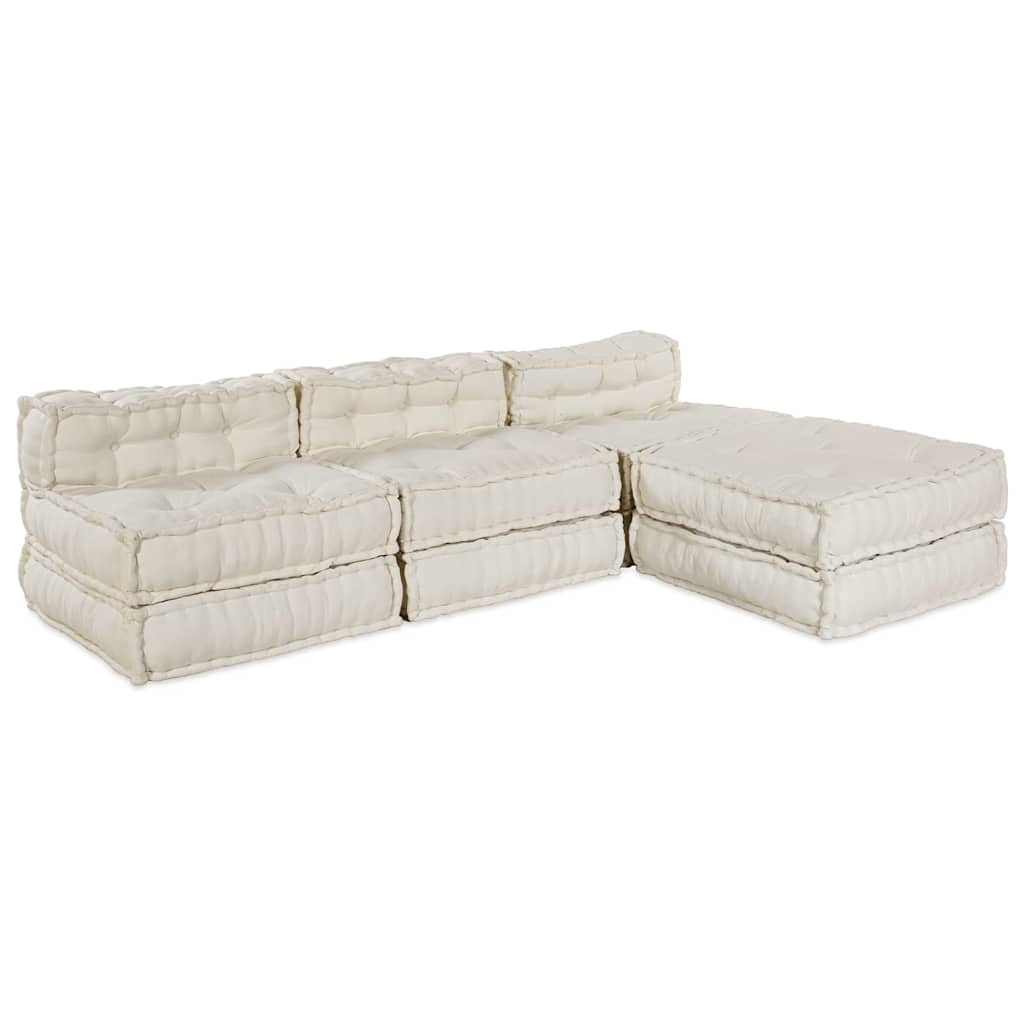 Modular Sofa Unit 4 pcs Cream Fabric