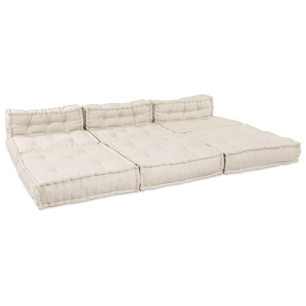 Modular Sofa Unit 4 pcs Cream Fabric