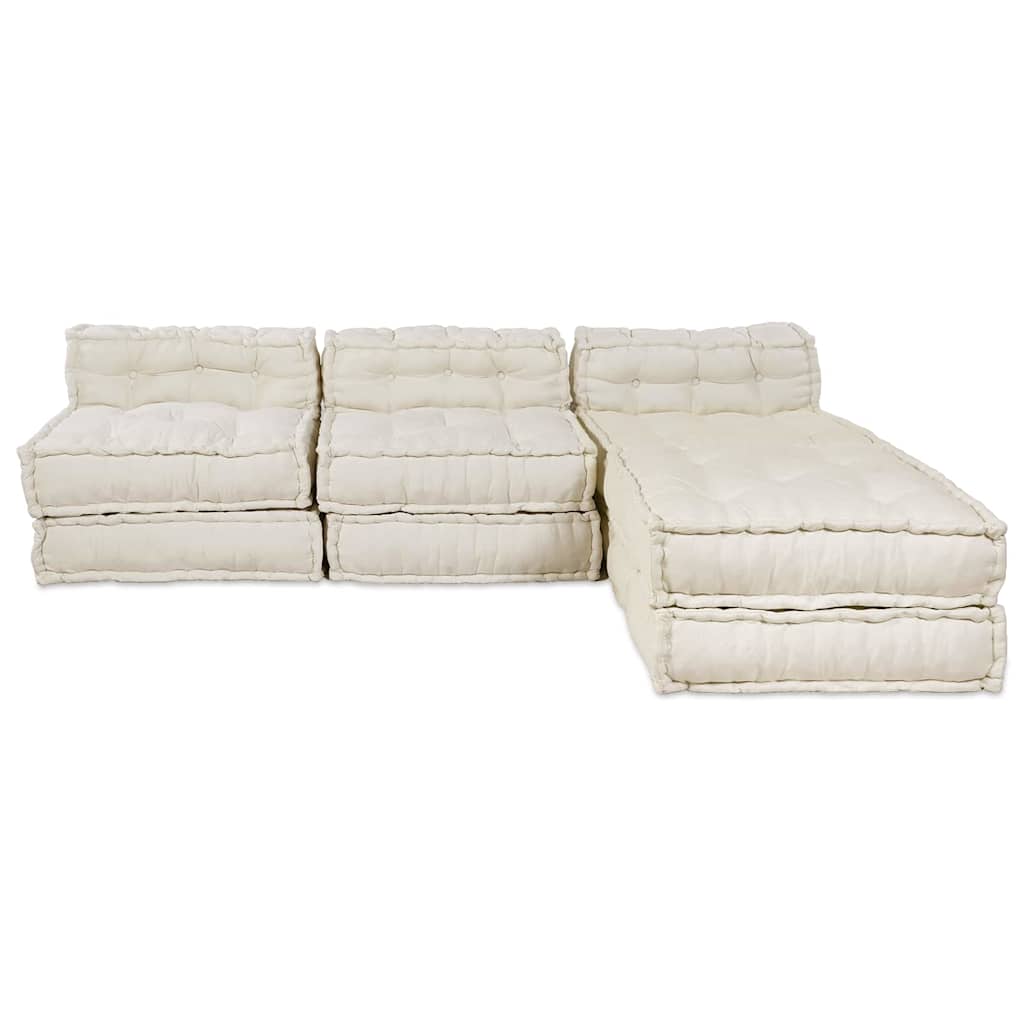 Modular Sofa Unit 4 pcs Cream Fabric
