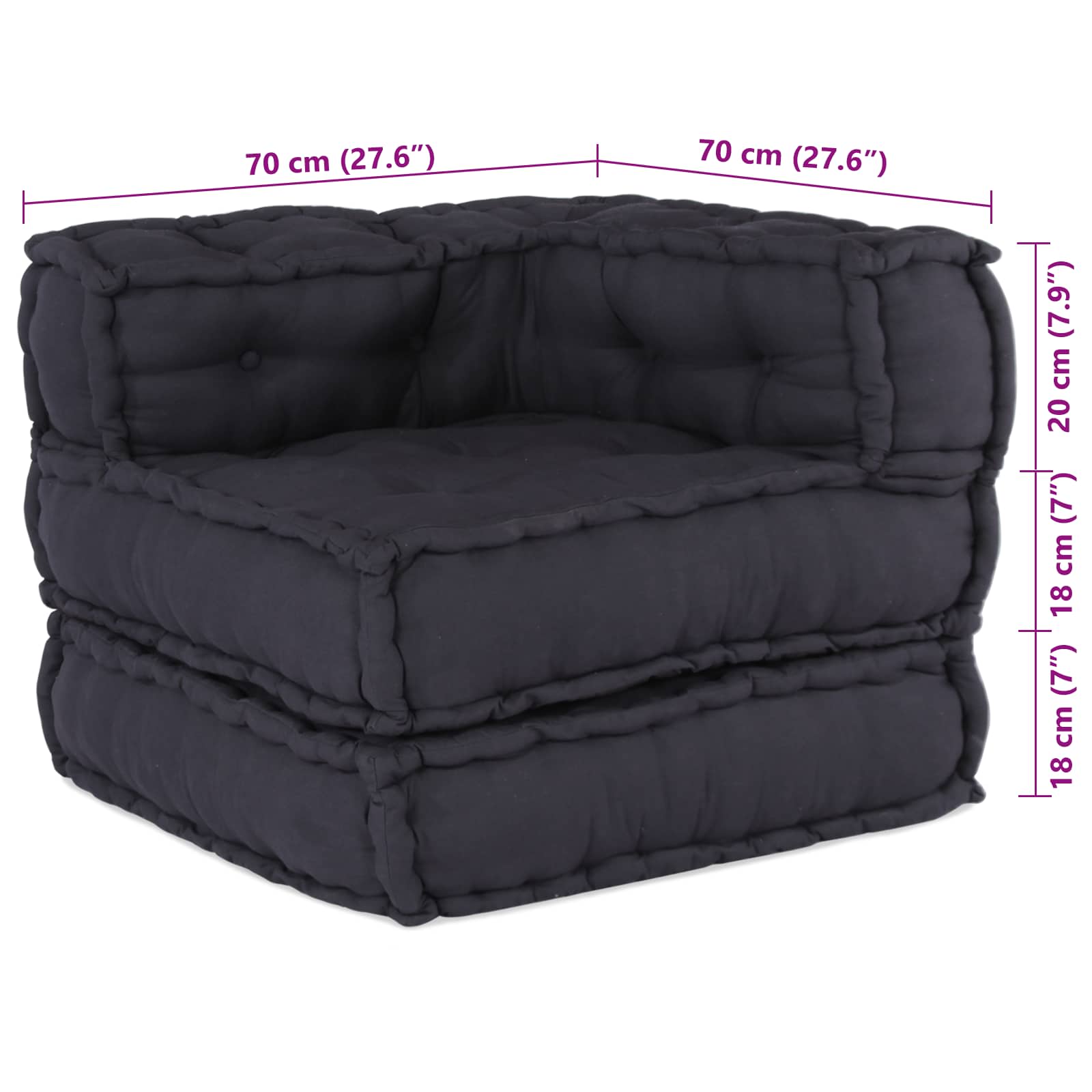 Modular Sofa Unit 2 pcs Anthracite 140 x 70 x 56 cm Fabric