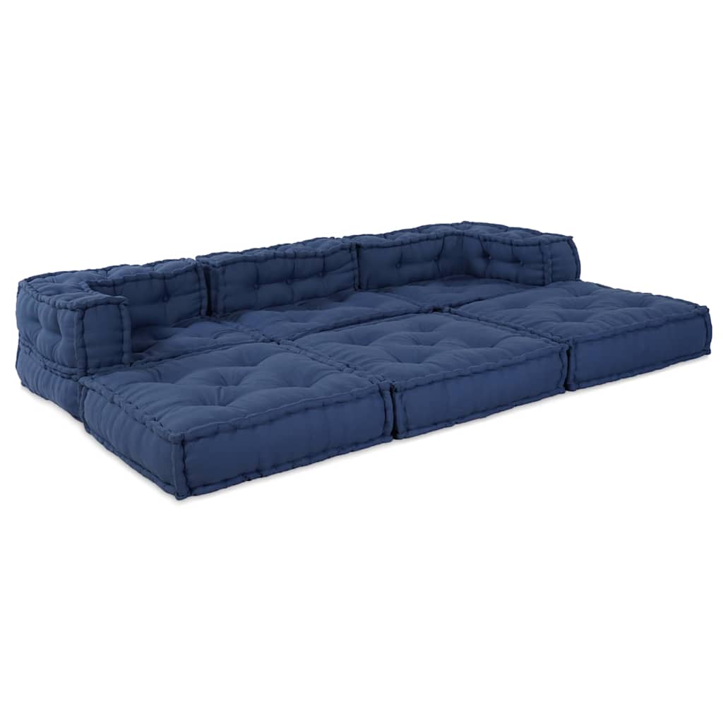 Modular Sofa Unit 3 pcs Indigo Fabric