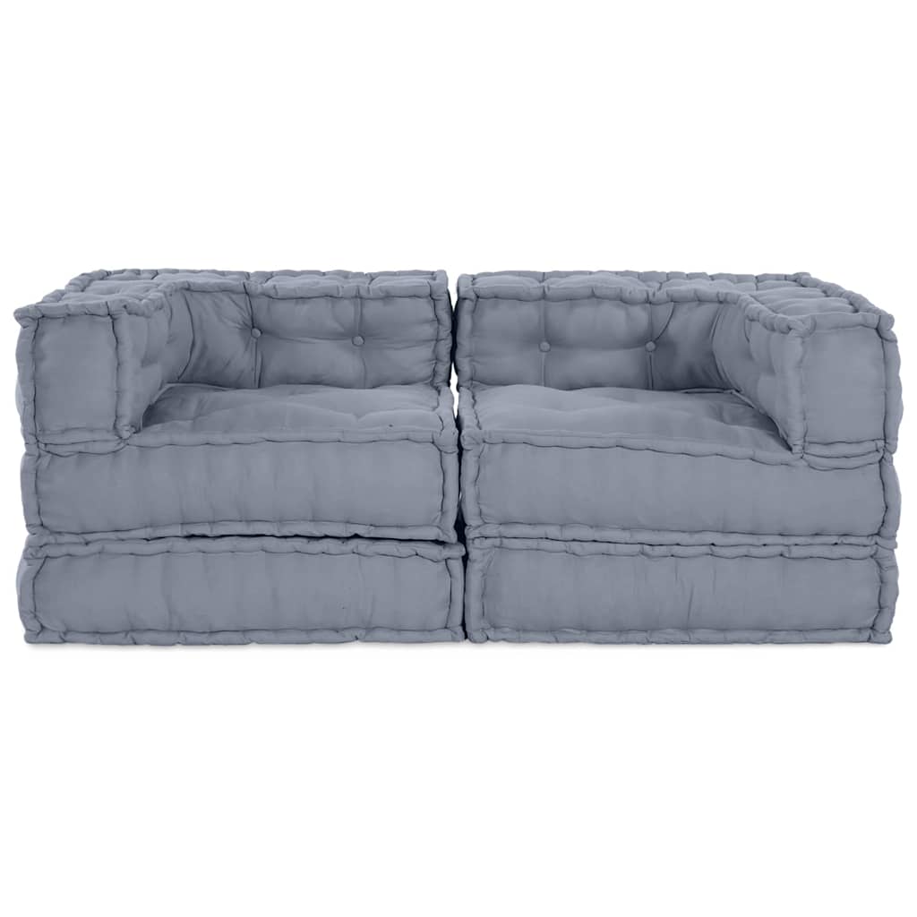 Modular Sofa Unit 2 pcs Grey 140 x 70 x 56 cm Fabric
