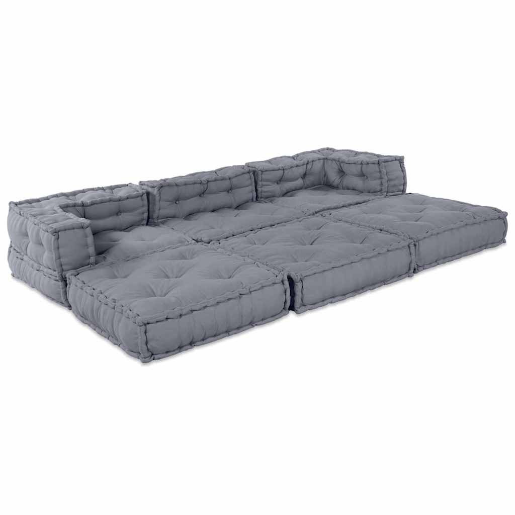 Modular Sofa Unit 3 pcs Grey Fabric