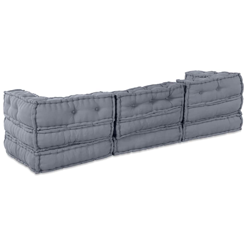 Modular Sofa Unit 3 pcs Grey Fabric