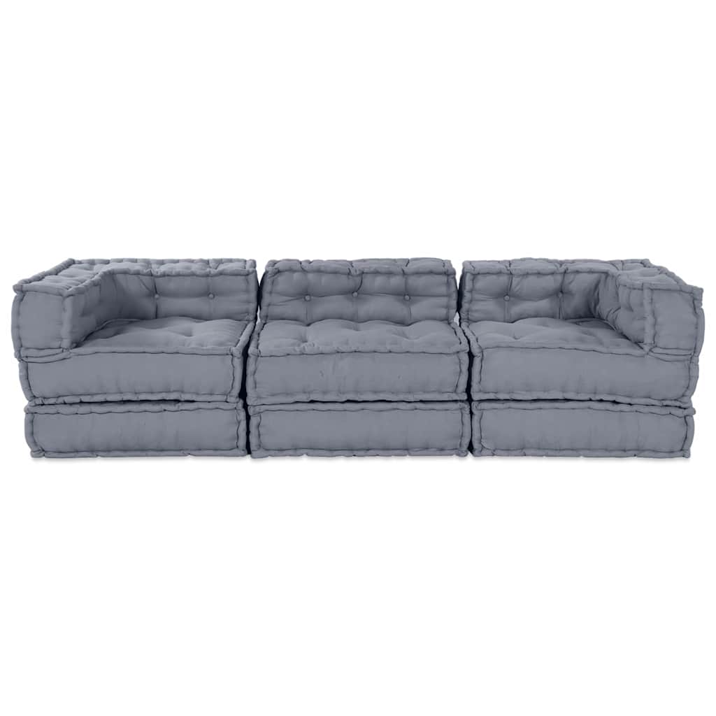 Modular Sofa Unit 3 pcs Grey Fabric
