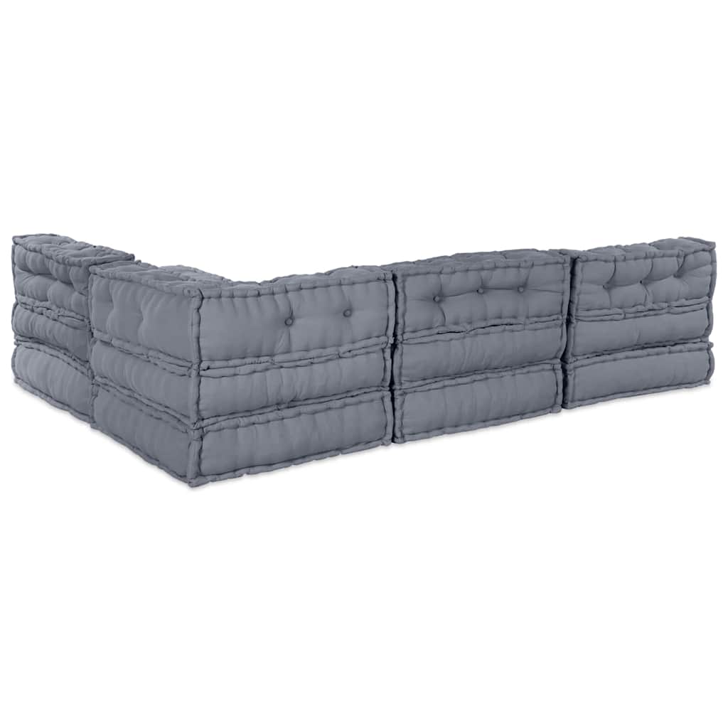 Modular Sofa Unit 4 pcs Grey Fabric