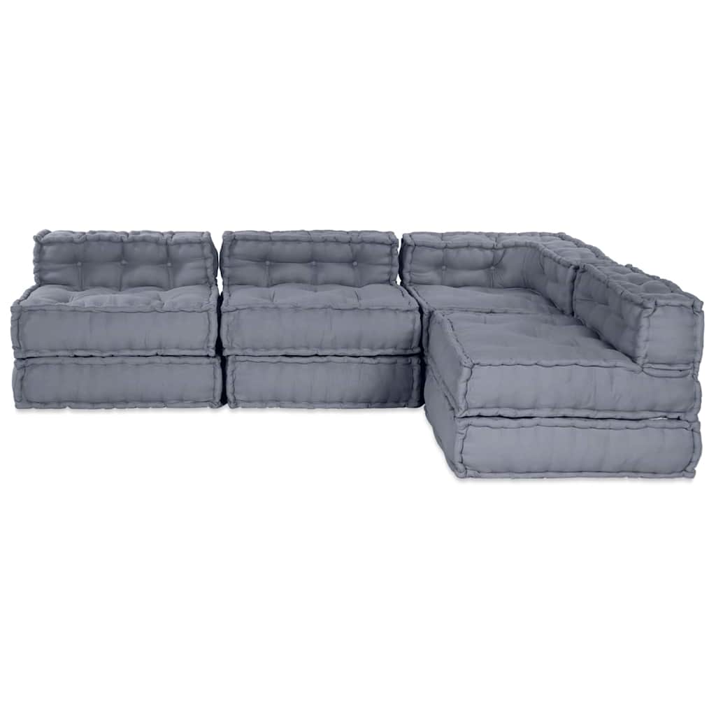 Modular Sofa Unit 4 pcs Grey Fabric