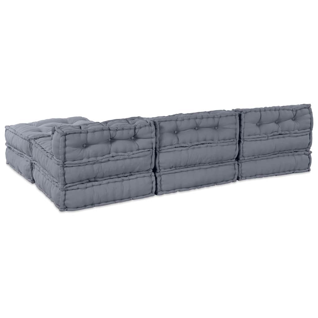 Modular Sofa Unit 4 pcs Grey Fabric