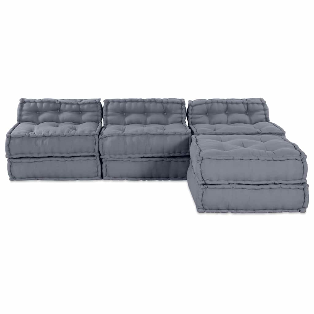 Modular Sofa Unit 4 pcs Grey Fabric