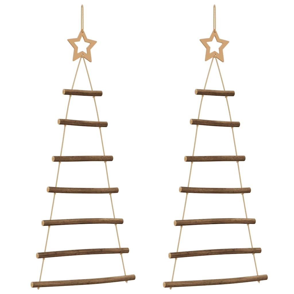 Hanging Christmas Trees with Top Stars 2 pcs 42x90 cm Natural