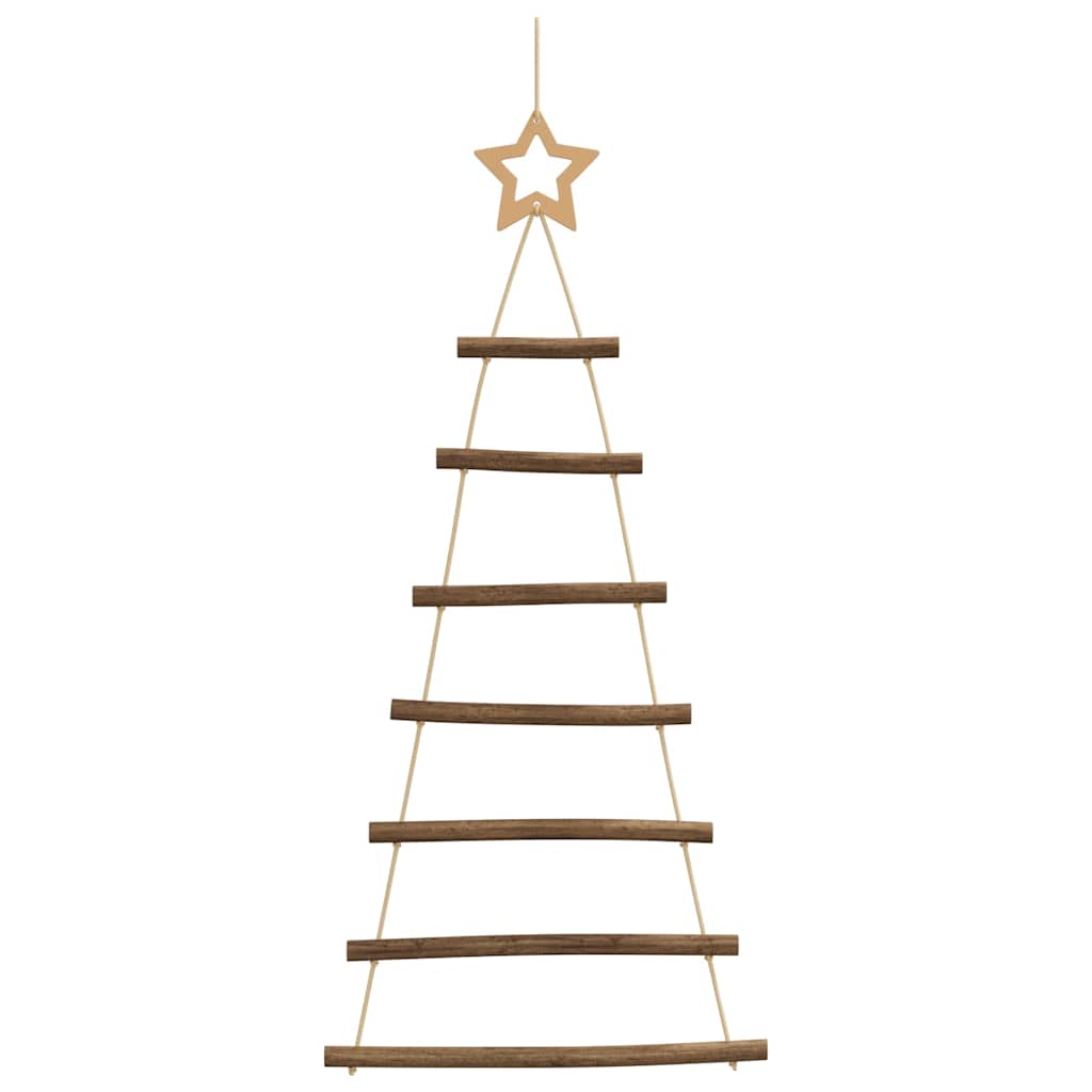 Hanging Christmas Trees with Top Stars 2 pcs 42x90 cm Natural