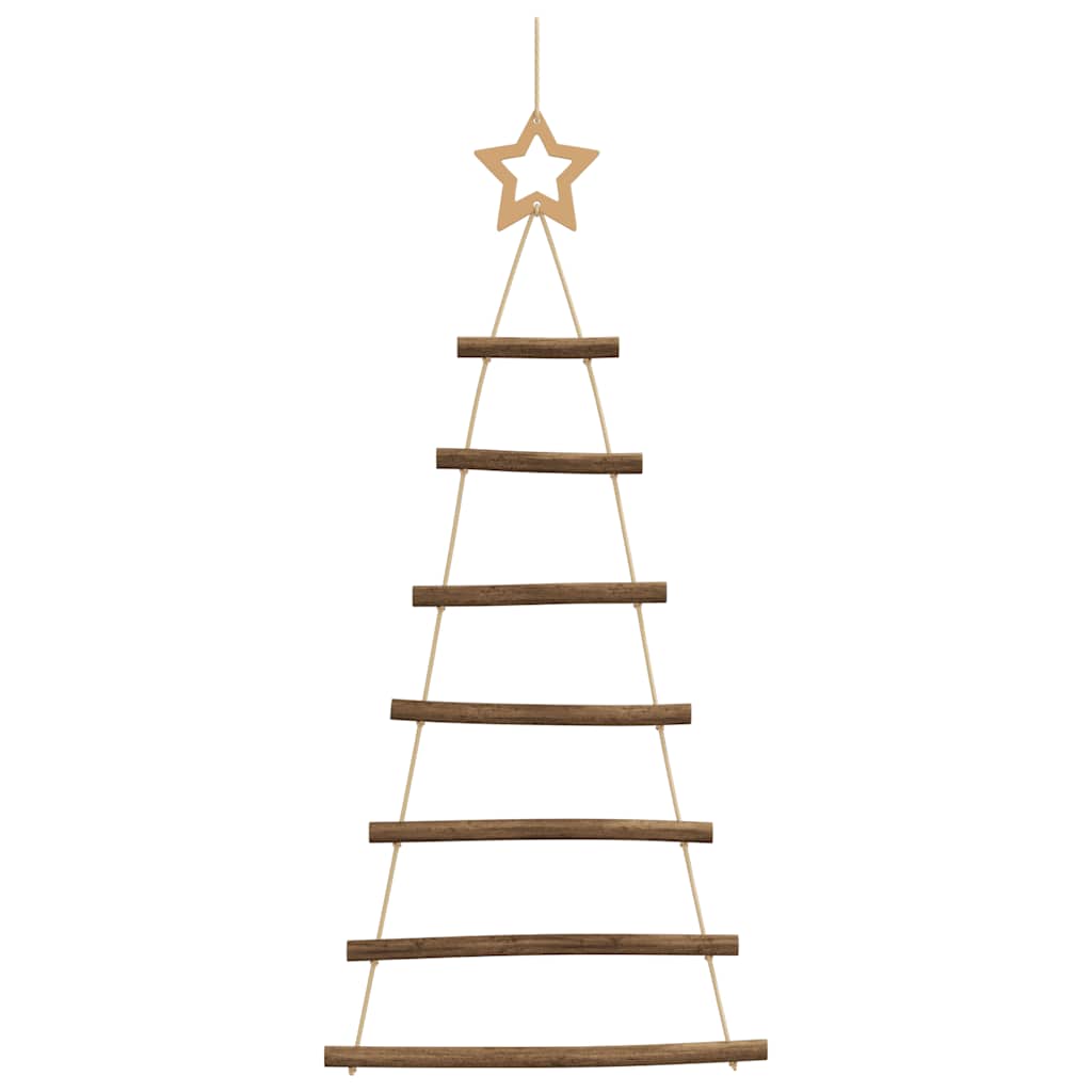 Hanging Christmas Trees with Top Stars 2 pcs 42x90 cm Natural Branch