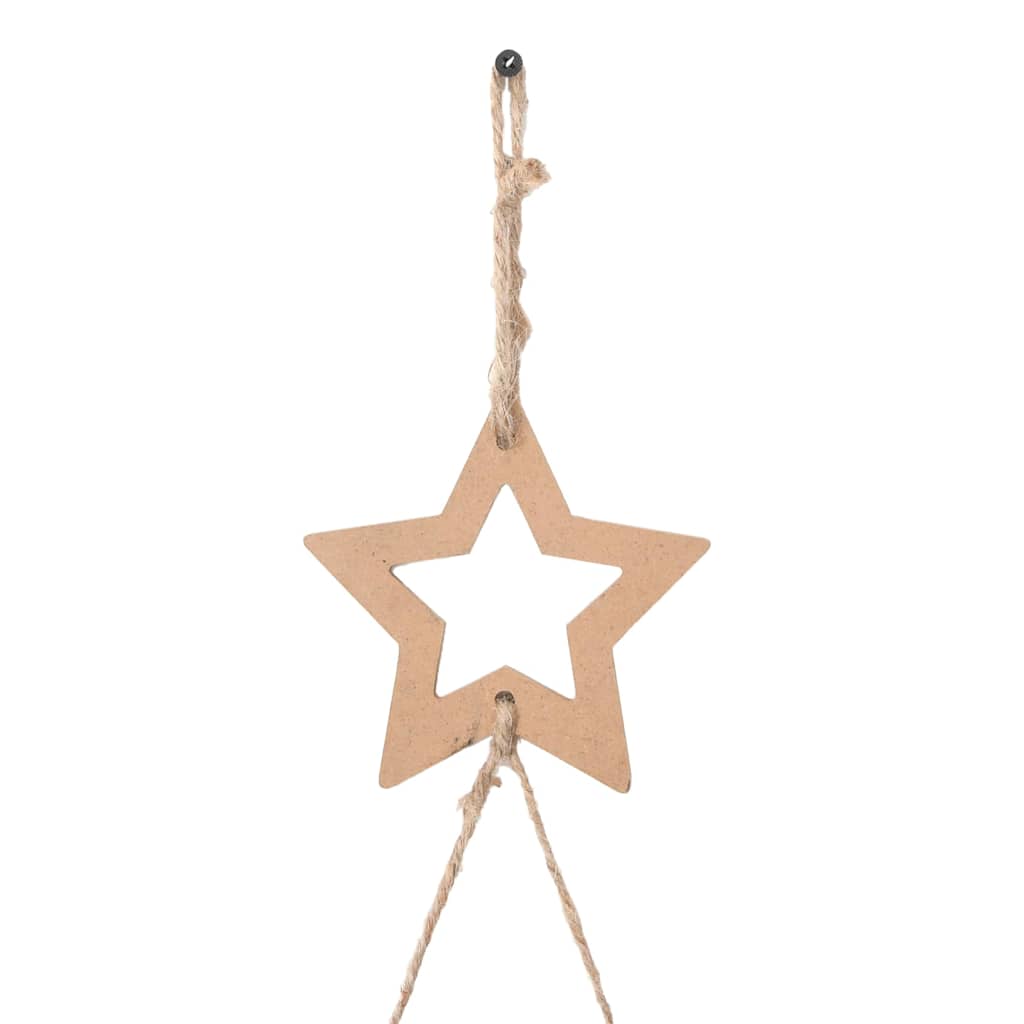 Hanging Christmas Trees with Top Stars 2 pcs 42x90 cm Natural Branch