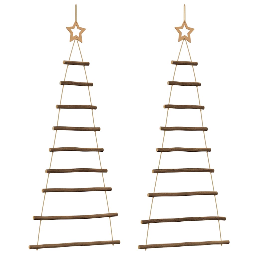Hanging Christmas Trees with Top Stars 2 pcs 55x120 cm