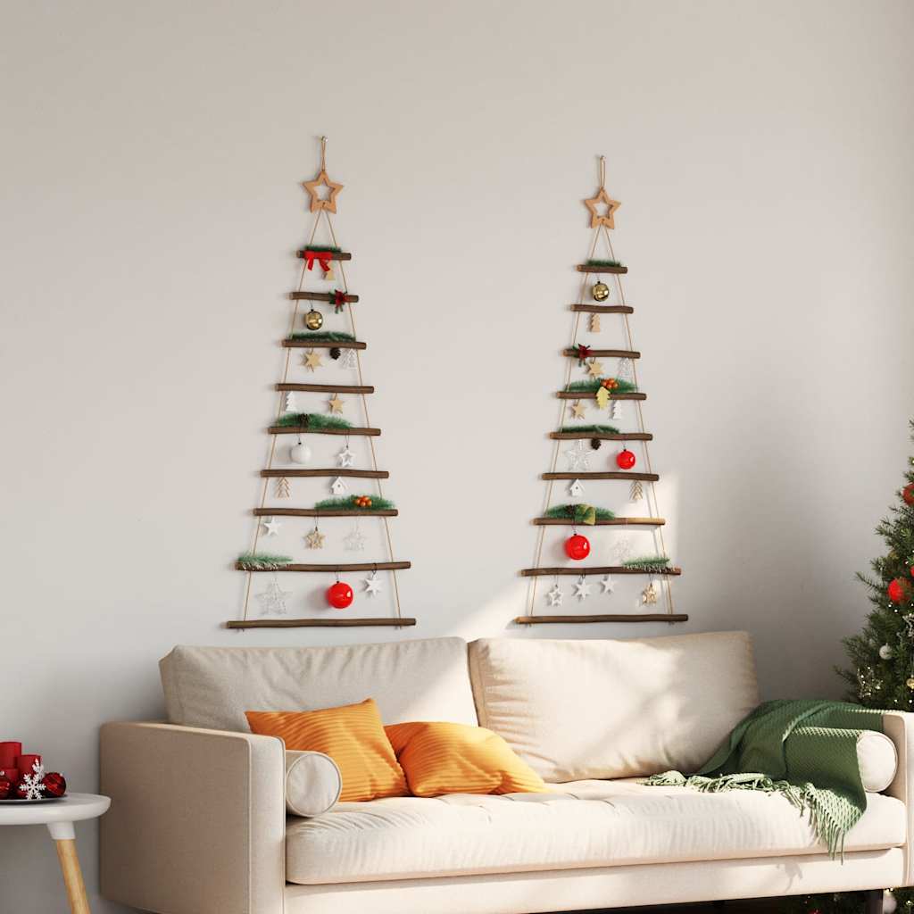 Hanging Christmas Trees with Top Stars 2 pcs 55x120 cm