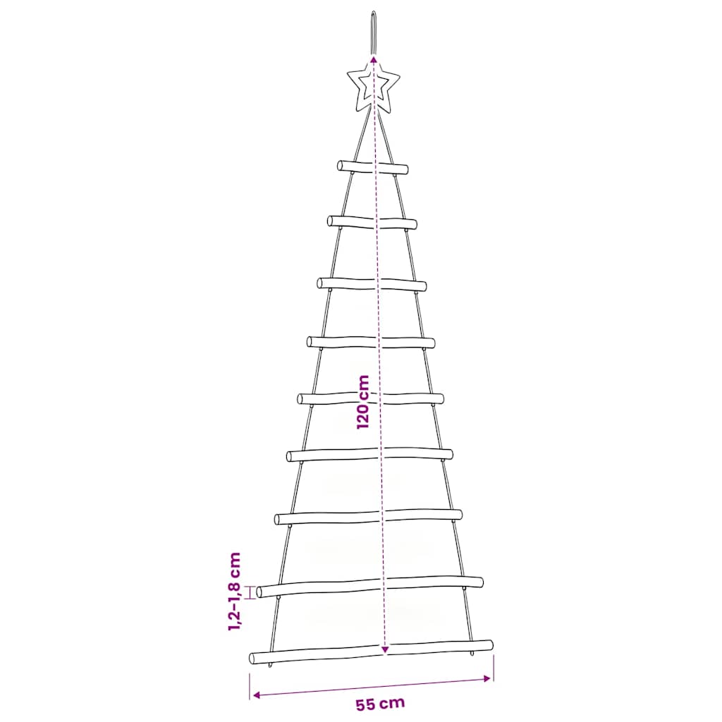 Hanging Christmas Trees with Top Stars 2 pcs 55x120 cm
