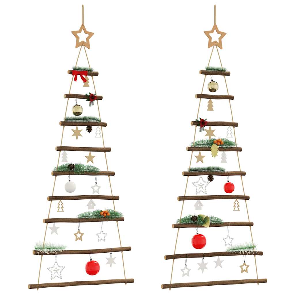 Hanging Christmas Trees with Top Stars 2 pcs 55x120 cm