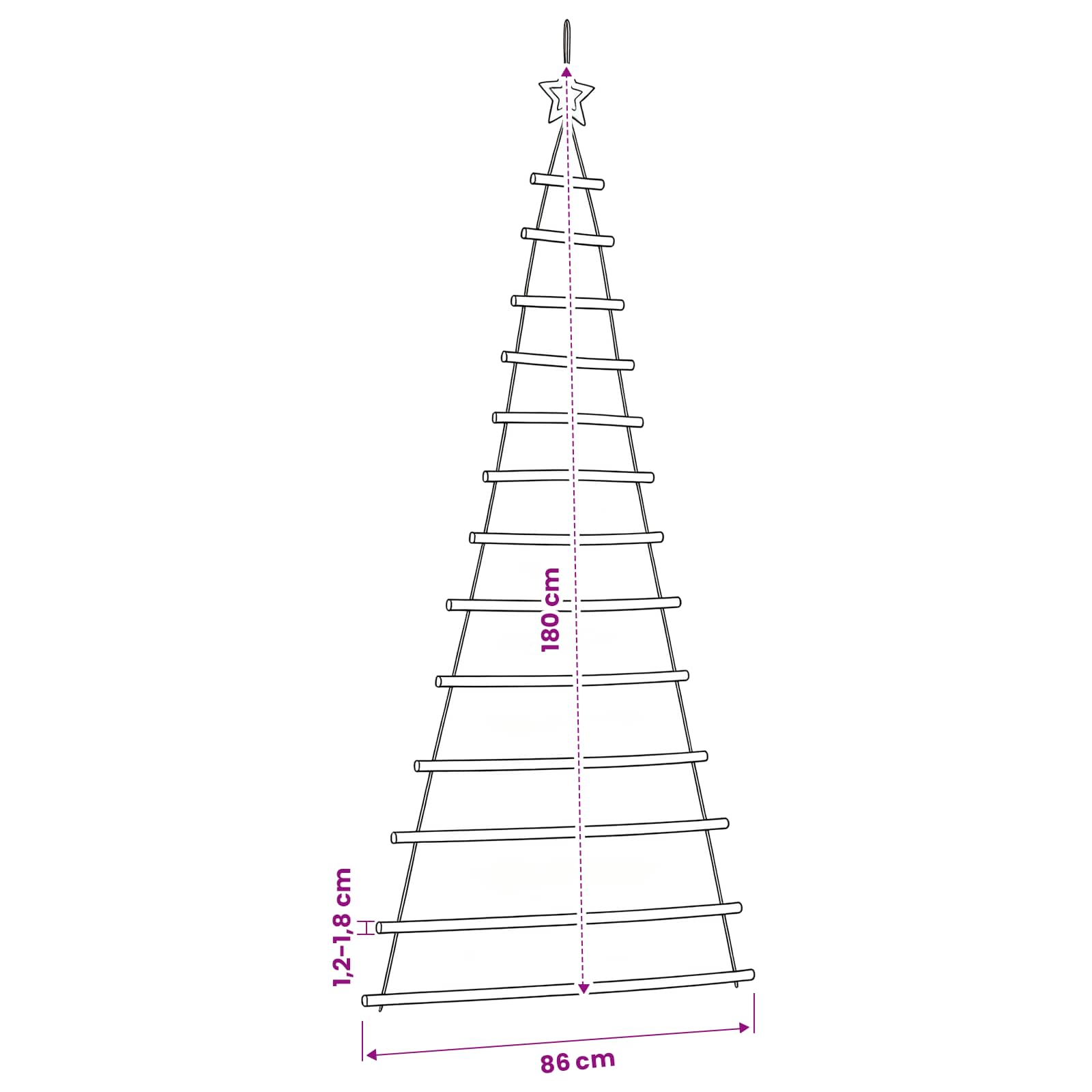 Hanging Christmas Tree with Top Star 86x180 cm Natural Branch