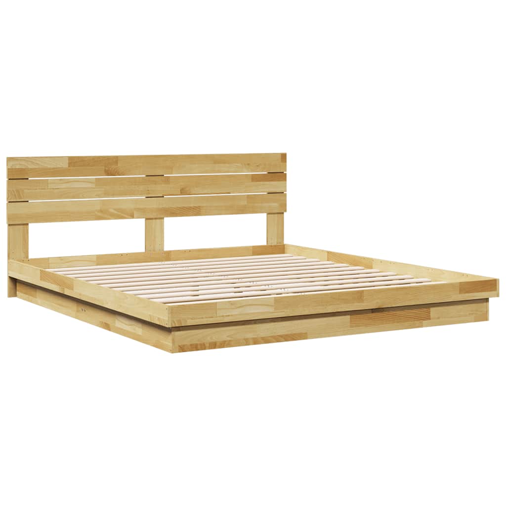 Bed Frame with Headboard without Mattress 180x200 cm Solid Wood Oak