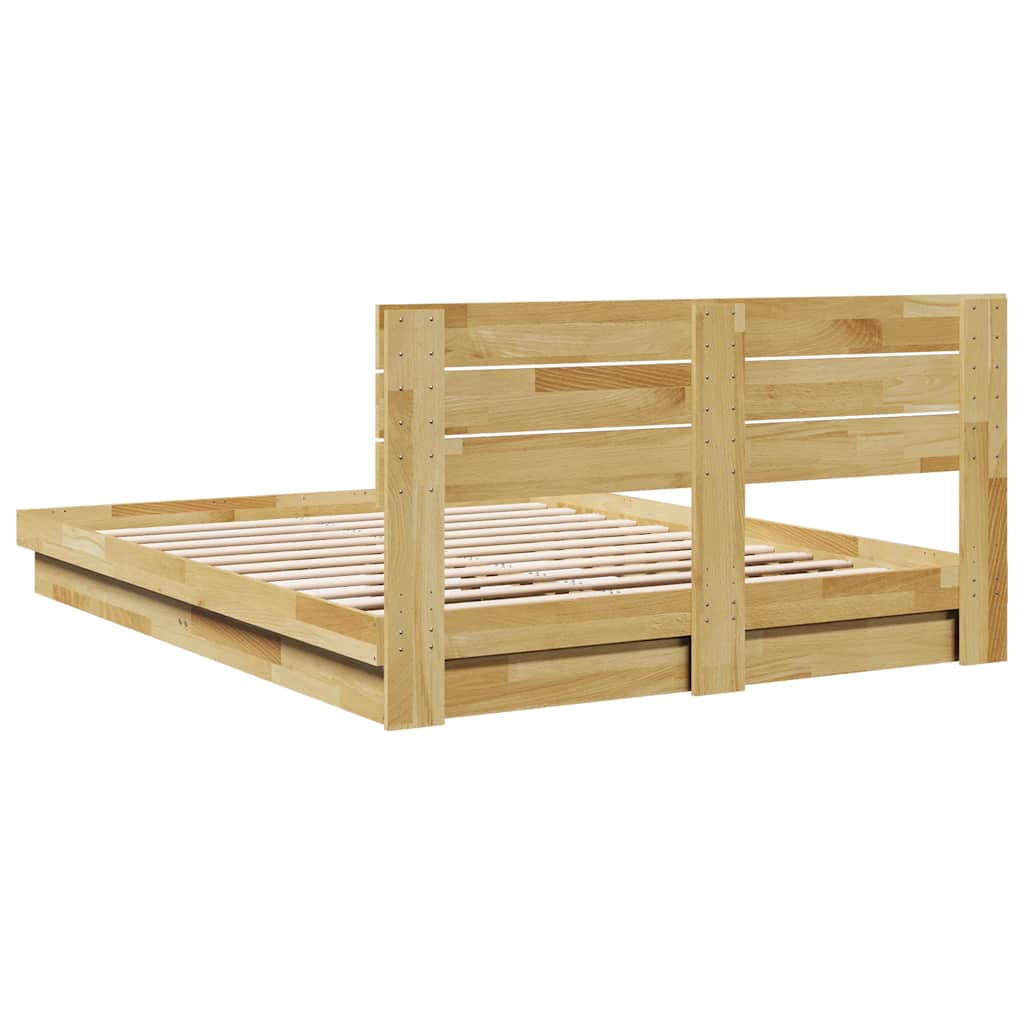 Bed Frame with Headboard without Mattress 150x200 cm Solid Wood Oak