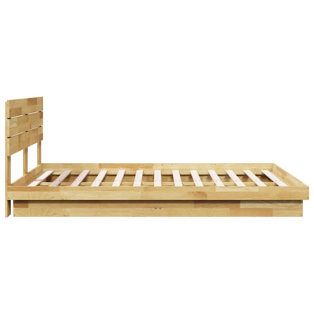 Bed Frame with Headboard without Mattress 135x190 cm Solid Wood Oak